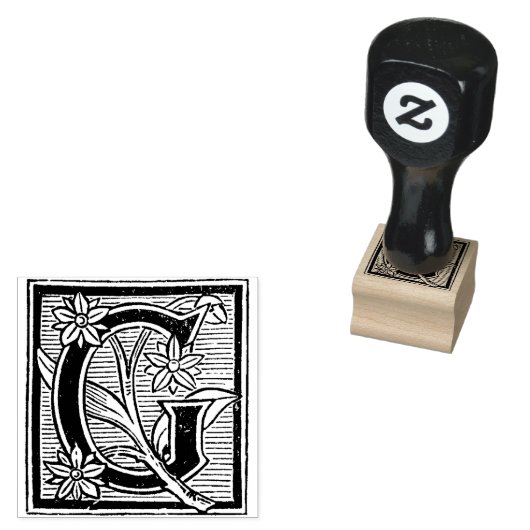 Monogram  bloemontwerp initiaal Letter G Rubberstempel (Gestempeld)