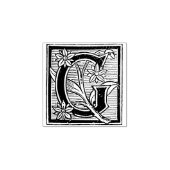 Monogram  bloemontwerp initiaal Letter G Rubberstempel (Afrduk)