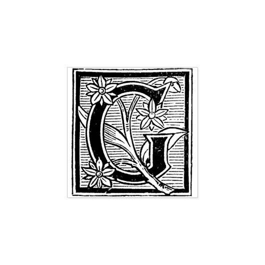 Monogram bloemontwerp initiaal Letter G Rubberstempel (Afrduk)