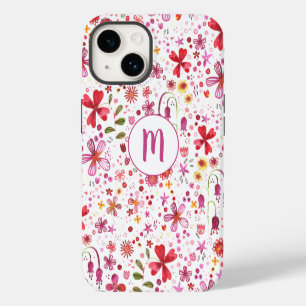 Monogram Bloemrijke Cottagecore iPhone 14 Hoesje