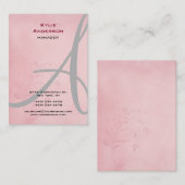 Monogram  Bloemroze Gray Calligrafie Visitekaartje (Voorkant / Achterkant)