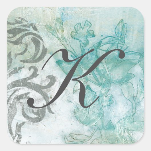 Monogram | Bloemspuit II Vierkante Sticker (Voorkant)