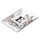 Monogram bloemtekening roze kersenbloesem notitieboek (Linkerzijde)
