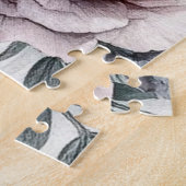 Monogram bloemtekening rozen lavendellelies legpuzzel (Zijkant)