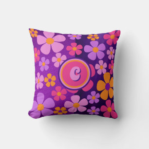 Monogram bloesem burst vibrant kussen