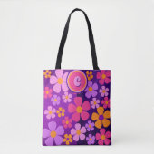 Monogram bloesem burst vibrant tote bag (Voorkant)