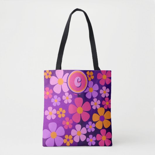 Monogram bloesem burst vibrant tote bag (Voorkant)