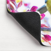 Monogram bloesem voor vogel en roze bloesems muismat (Hoek)