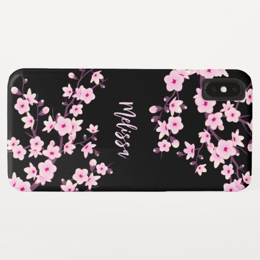  monogram bloesems Floral Cherry Case-Mate iPhone Case (Achterkant (horizontaal))