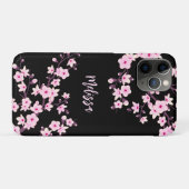  monogram bloesems Floral Cherry Case-Mate iPhone Case (Achterkant (horizontaal))