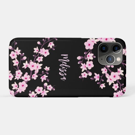 monogram bloesems Floral Cherry Case-Mate iPhone Case (Achterkant (horizontaal))