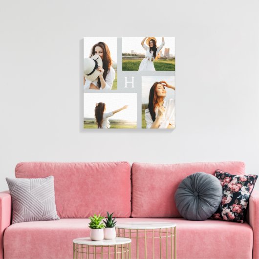Monogram Blokken Bewerkbaar kleurenfotocanvas Canvas Afdruk (Insitu (Woonkamer))