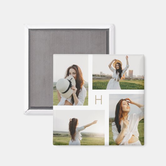 Monogram Blokken Bewerkbare Kleur Foto Magneet (Voorkant / Achterkant)