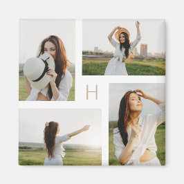 Monogram Blokken Bewerkbare Kleur Foto Magneet