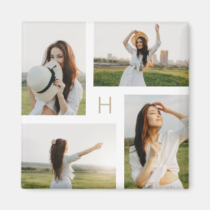 Monogram Blokken Bewerkbare Kleur Foto Magneet