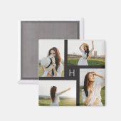 Monogram Blokken Bewerkbare kleurenfoto Magnet (Voorkant / Achterkant)