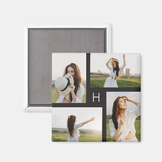 Monogram Blokken Bewerkbare kleurenfoto Magnet (Voorkant / Achterkant)