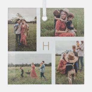 Monogram Blokken Bewerkbare kleurenfotoversiering Glas Ornament