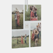 Monogram Blokken Bewerkbare kleurenfotoversiering Glas Ornament (Voorkant Rechts)