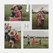 Monogram Blokken Bewerkbare kleurenfotoversiering Glas Ornament (Achterkant)