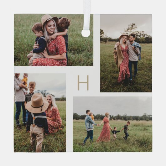 Monogram Blokken Bewerkbare kleurenfotoversiering Glas Ornament (Achterkant)