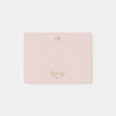 Monogram blos roze bloemen gepersonaliseerd post-it® notes (Voorkant)