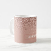 Monogram Blozen Roze Gouden Glitter & Glans Koffiemok (Voorkant links)