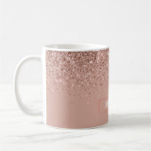 Monogram Blozen Roze Gouden Glitter & Glans Koffiemok (Links)