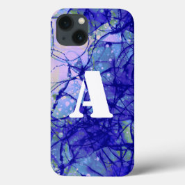 Monogram Blue Abstract Art Cool Case-Mate iPhone 14 Hoesje