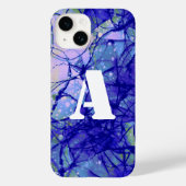 Monogram Blue Abstract Art Cool Case-Mate iPhone Case (Achterkant)