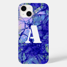 Monogram Blue Abstract Art Cool Case-Mate iPhone 14 Hoesje