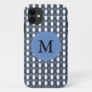 Monogram Blue Abstract Scarab Patroon Case-Mate iPhone Case