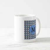 Monogram Blue Abstract Scarab Patroon Koffiemok (Voorkant rechts)