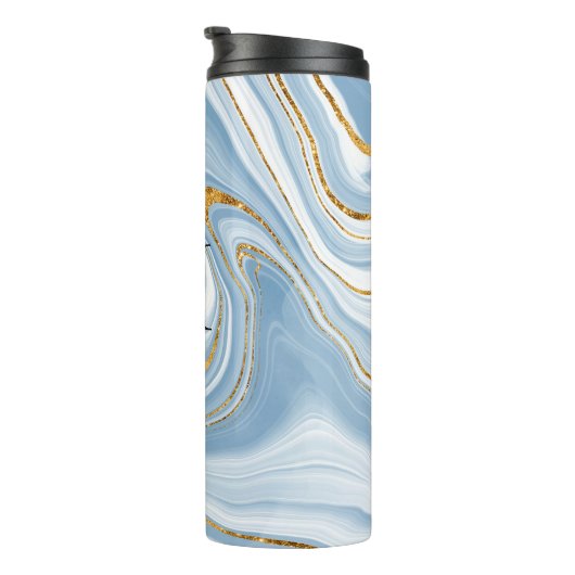 Monogram Blue Agate Thermosbeker (Geroteerd rechts)