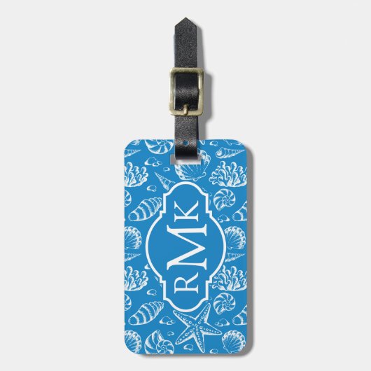 Monogram Blue Beach Patroon Bagagelabel (Voorkant verticaal)