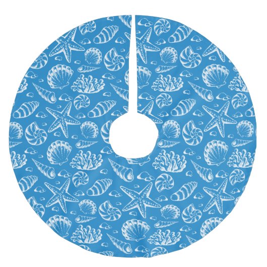 Monogram Blue Beach Patroon Kerstboom Rok (Voorkant)