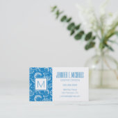 Monogram Blue Beach Patroon Visitekaartje (Staand voorkant)