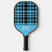 Monogram Blue Black Checkered Plai Pickleball Paddle (Achterkant)