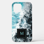 Monogram Blue Black Ocean Waves Hawaii Case-Mate iPhone Case (Achterkant)