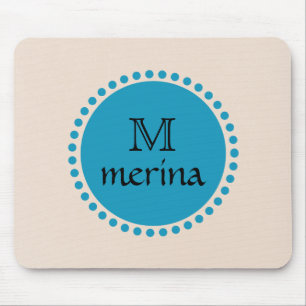 Monogram Blue Blauwgroen Gold Circle Muismat