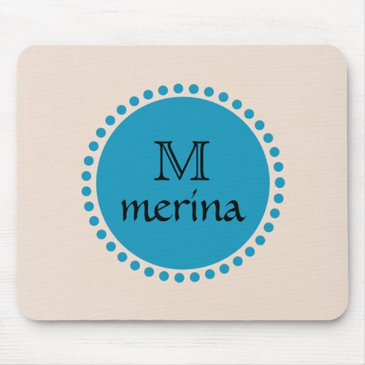 Monogram Blue Blauwgroen Gold Circle Muismat (Voorkant)