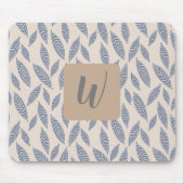 Monogram Blue Botanical Leaves Muismat (Voorkant)
