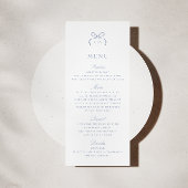 Monogram Blue Bow Wedding Menu Card Kaart