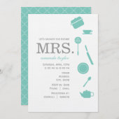 Monogram Blue Bridal Shower Invitations Kaart (Voorkant / Achterkant)