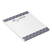 Monogram Blue Brown Cute Chic Polka Dot Patroon Notitieblok (Schuin)