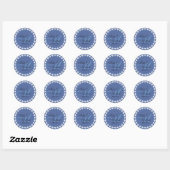 Monogram Blue bruiloft Ronde Sticker (Vel)