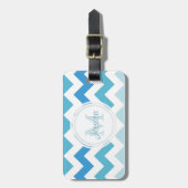Monogram Blue Chevron Bagagelabel (Voorkant verticaal)