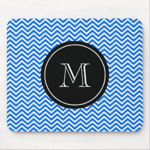 Monogram Blue Chevron Pattern Muismat