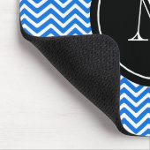 Monogram Blue Chevron Pattern Muismat (Hoek)