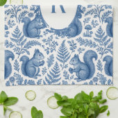 Monogram Blue Chinoiserie Squirrel Woodland Theedoek (Gevouwen)